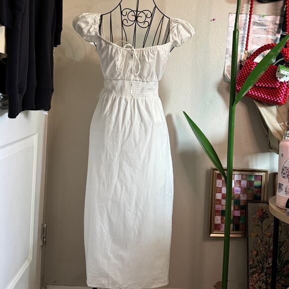 Reformation Arna Puff Sleeve White Midi Dress 8 - Picture 6 of 6